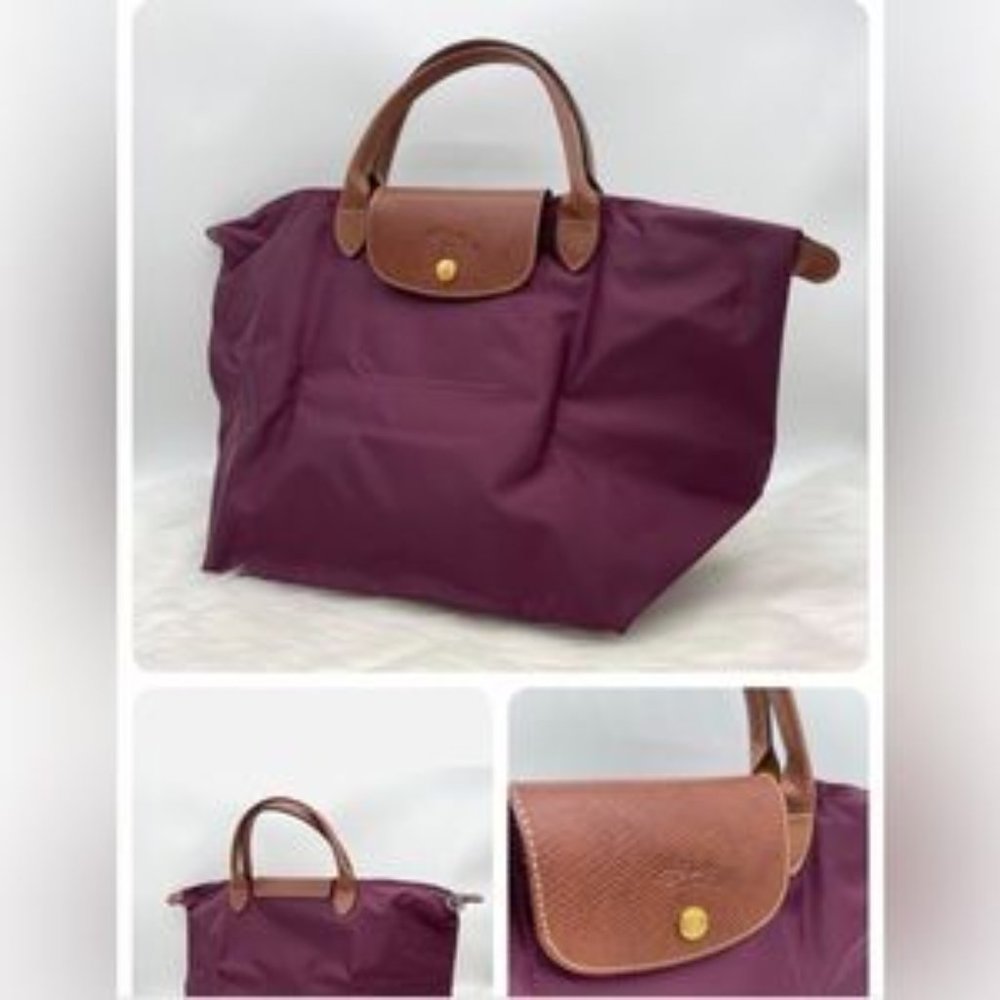 Longchamp Women’s Le Pliage Medium Top Handle Nylon Tote Plum